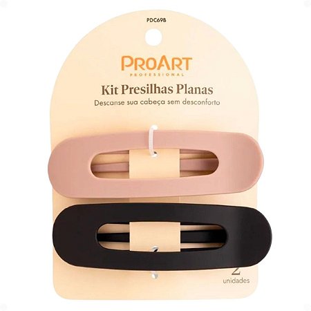 Kit Proart: 2 Presilhas Planas Cor Preto e Bege Pdc69b