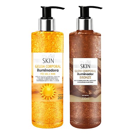 Kit Muriel Skin: 1 Glow Corporal Iluminador Bronze 200ml e 1 Geleia Corporal Iluminadora 200ml