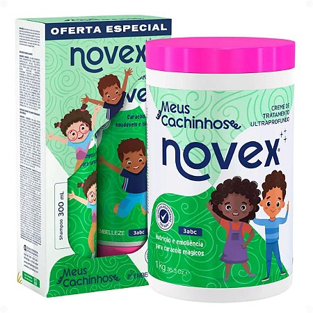 Kit Novex Meus Cachinhos 3abc: Shampoo e Tratamento Condicionante 300ml + Creme De Tratamento Ultraprofundo 1kg