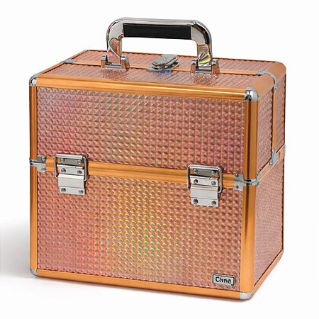 Maleta de Maquiagem Cisne Salmão Holográfica e Rose Csn-a166