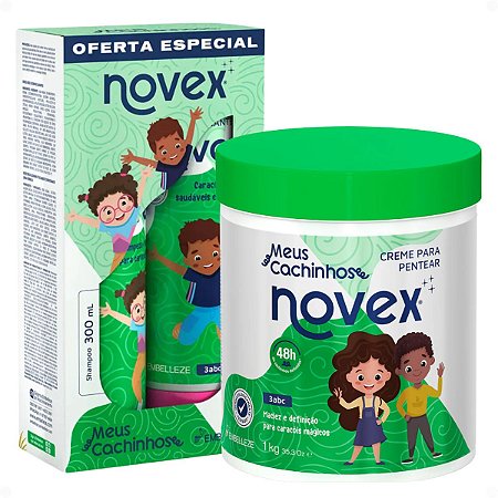 Kit Novex Meus Cachinhos 3abc: Shampoo e Tratamento Condicionante 300ml + Creme Para Pentear 1kg