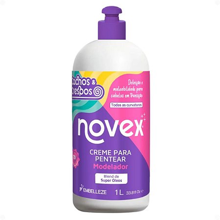Creme Para Pentear Novex Cachos e Crespos Modelador Cabelos Em Transição 1L