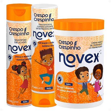 Kit Novex Crespo e Crespinho 4abc: Shampoo, Tratamento Condicionante 300ml e Creme De Tratamento Ultraprofundo 1kg