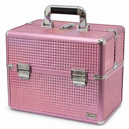 Maleta de Maquiagem Cisne Rosa e Prata Csn-a166