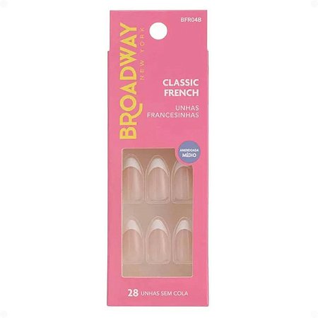 Unhas Postiças Broadway Kiss New York Classic French Francesinha Amendoada Médio Sunshine Bfr04b