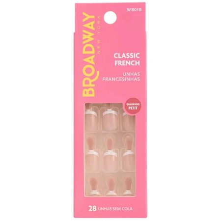 Unhas Postiças Broadway Kiss New York Classic French Francesinha Quadrado Petit Wonder Bfr01b