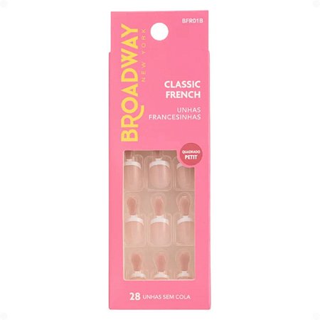 Unhas Postiças Broadway Kiss New York Classic French Francesinha Quadrado Petit Wonder Bfr01b