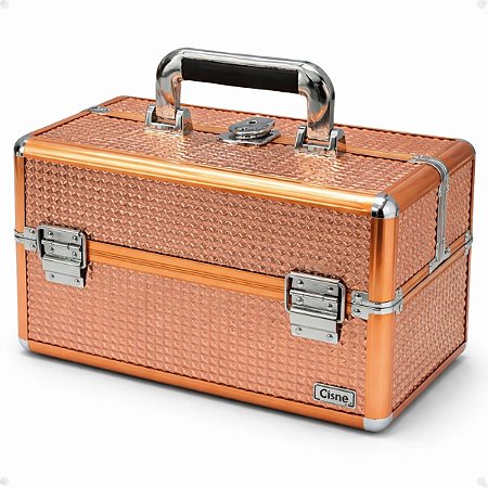 Maleta de Maquiagem Ruby´s Salmão e Prata com 2 Bandejas Csn-a160