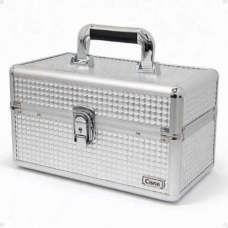 Maleta de Maquiagem Cisne Prata com 2 Bandejas Csn-a152