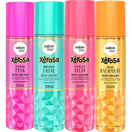 Kit Salon Line Body Splash Cabelo e Corpo: Xêrosa, Beleza Fatal, Viva La Vida, Radiante, Poder Pink 200ml