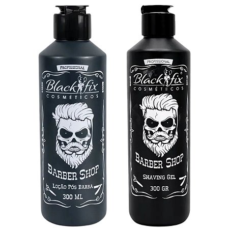 Kit Black Fix Barber Shop: Loção Pós Barba 300ml e Gel De Barbear 300g