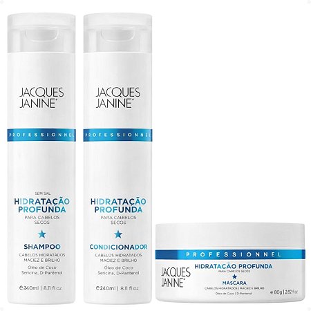 Kit Jacques Janine Hidrataçâo Profunda: Shampoo, Condicionador e Máscara Capilar 80g