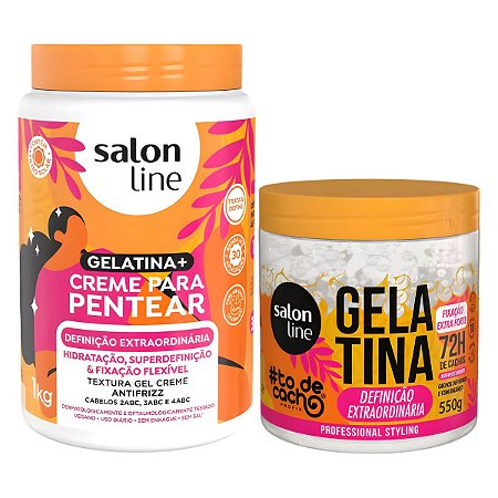 Kit Salon Line Definição Extraordinária: Creme Para Pentear 1kg e Gelatina Capilar 550g