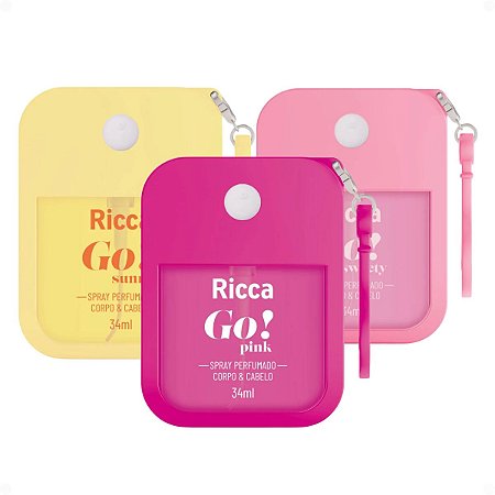 Kit Ricca Spray Perfumado Go! Corpo e Cabelo: Pink, Sweety e Sunny 34ml