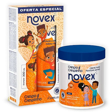 Kit Novex Crespo e Crespinho 4abc: Shampoo e Tratamento Condicionante 300ml + Creme para Pentear Antinó 1kg