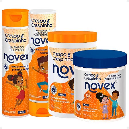 Kit Novex Crespo e Crespinho 4abc: Shampoo e Tratamento Condicionante 300ml + Creme De Tratamento e Creme para Pentear 1kg