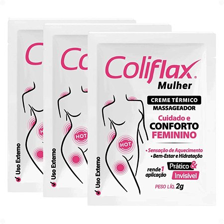 Kit Coliflax Mulher Sachê: 3 Cremes Térmicos Alívio Da Cólica Menstrual 2g