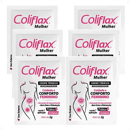 Kit Coliflax Mulher Sachê: 6 Cremes Térmicos Alívio Da Cólica Menstrual 2g