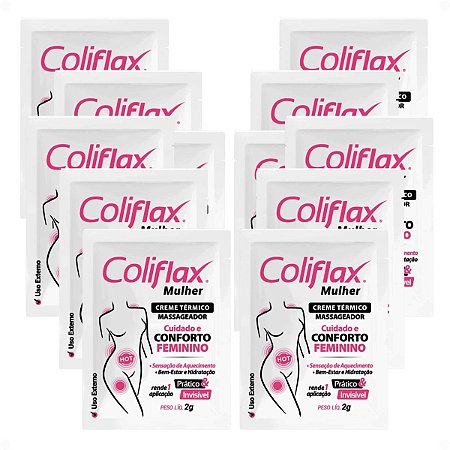 Kit Coliflax Mulher Sachê: 12 Cremes Térmicos Alívio Da Cólica Menstrual 2g