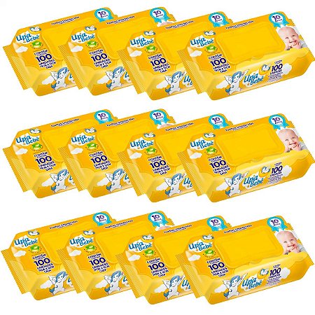 Kit Upa Bebê: 12 Pacotes Toalhas Umedecidas Com 100 un Cada