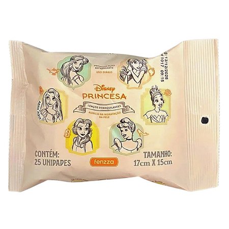 Lenços Demaquilantes Fenzza Disney Princesa Com 25 Unidades
