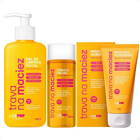 Kit LabPop by Labotrat Trava na Maciez: Gel de Limpeza, Tônico Facial e Máscara Hidratante