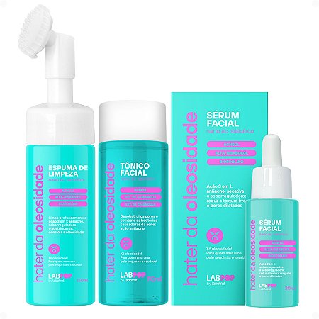 Kit LabPop by Labotrat Hater da Oleosidade: Espuma de Limpeza, Tônico e Sérum Facial