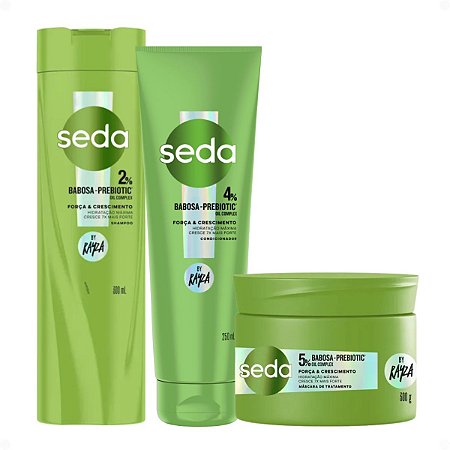 Kit Seda By Rayza Babosa-Prebiotic: Shampoo 300ml + Condicionador 250ml e Máscara Capilar 300g