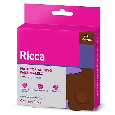 Protetor Adesivo para Mamilo Ricca Reutilizável Marrom Cód. 3440