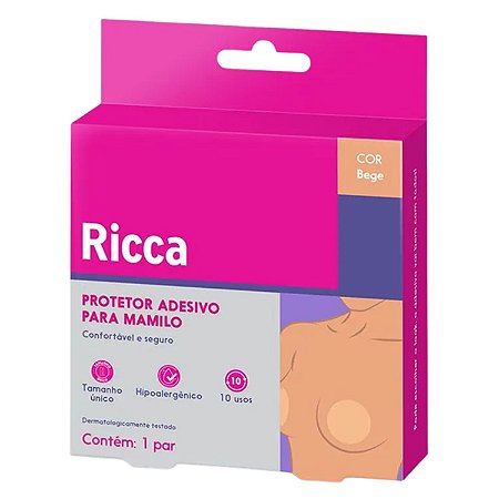 Protetor Adesivo para Mamilo Ricca Reutilizável Bege Cód. 3439