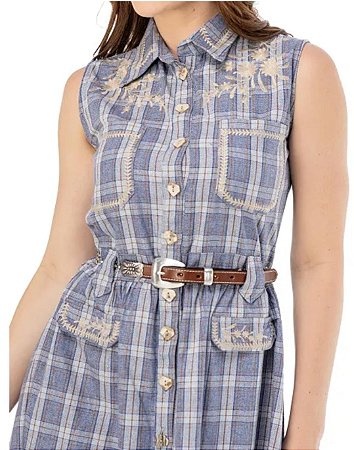 VESTIDO MIDI XADREZ LASSO ZENZ WESTERN