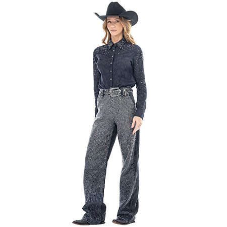 CALÇA JEANS WIDE LEG COOL IT COWBOY ZENZ WESTERN