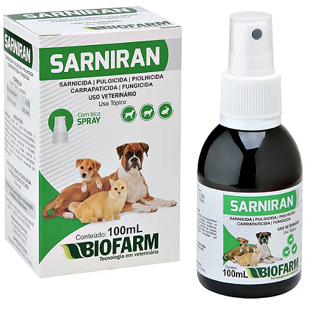 Sarniran Spray Sarnicida Cães e Gatos 100 ml