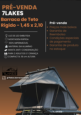 Barraca Teto Rígida 7Lakes - 3 Pessoas - 1,45x2,10x0,18cm - Pré-venda aberta! Mais informações pelo whatsapp!