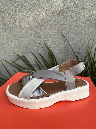SANDALIA BALATORE PRATA/CINZA/OFF WHITE