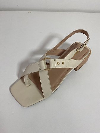SANDALIA DETALHE DEDO OFF WHITE SALTO BLOCO