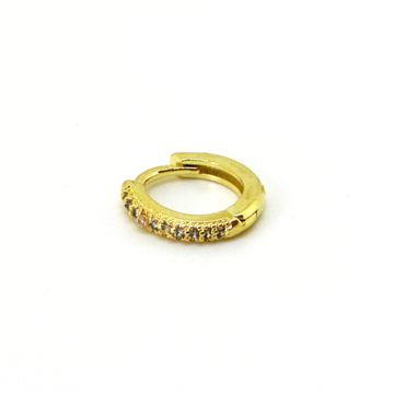 Argola Click Dourada com Pedras de Zircônia