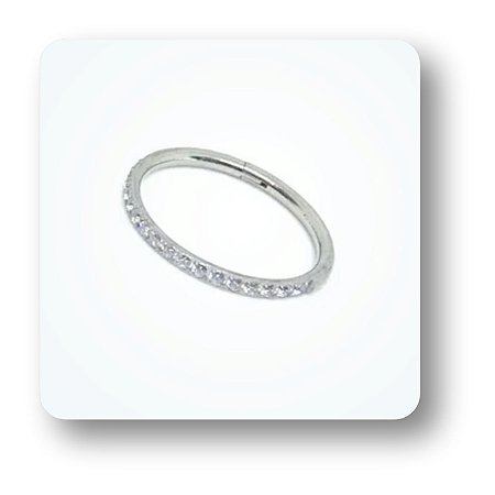 Argola de Titânio Prata com Strass