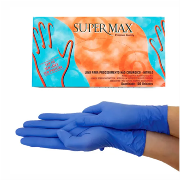 Luva Nitrílica Azul (M) - 100 Unidades