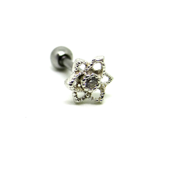 Mini Barbell em Prata Flor