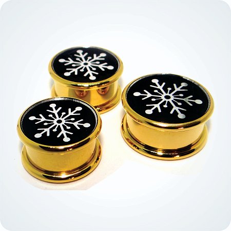 Alargador Aço Rosca FLOCO DE NEVE DOURADO. (Unid.)