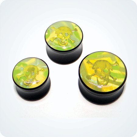 Alargador ACRÍLICO PLUG PRETO CAVEIRA. (Unid.)