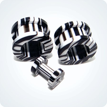 Alargador Acrílico VAZADO ROSCA Externa Zebra. (Unid.)