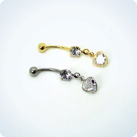 BANANA BELL - 2 PEDRAS PINGENTE CORAÇÃO.  (Unid.)