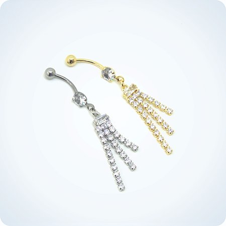 BANANA BELL - PINGENTE 3 CORRENTINHAS COM STRASS (Unid.)