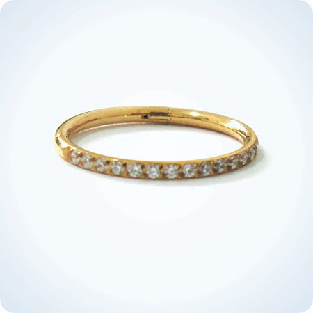 ARGOLA CLICK DE TITÂNIO - DECORADA COM PEDRAS 1.2 X 12 mm (Unid.)