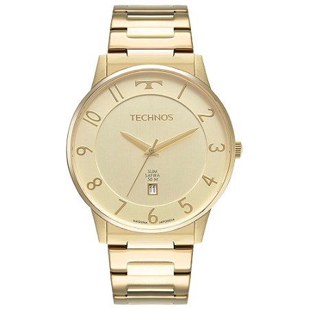 Relógio Technos Masculino Slim Dourado