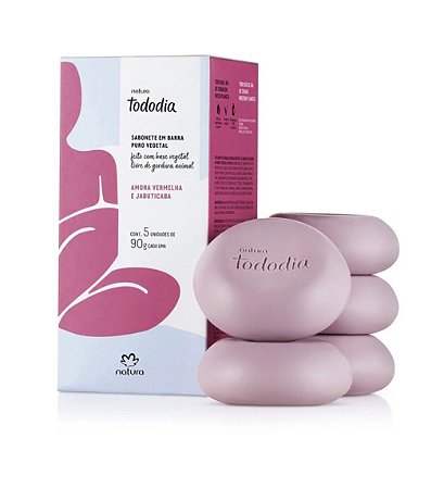 Sabonete em Barra Puro Vegetal Tododia Amora Vermelha e Jabuticaba 5 un de 90g cada