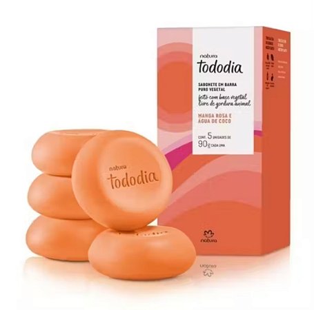 Sabonete em Barra Puro Vegetal Tododia Manga Rosa e Água de Coco (5 unidades)