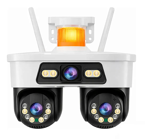 Câmera de Segurança Wi-Fi PTZ Tripla Lente Full HD c/ Visão Noturna Colorida